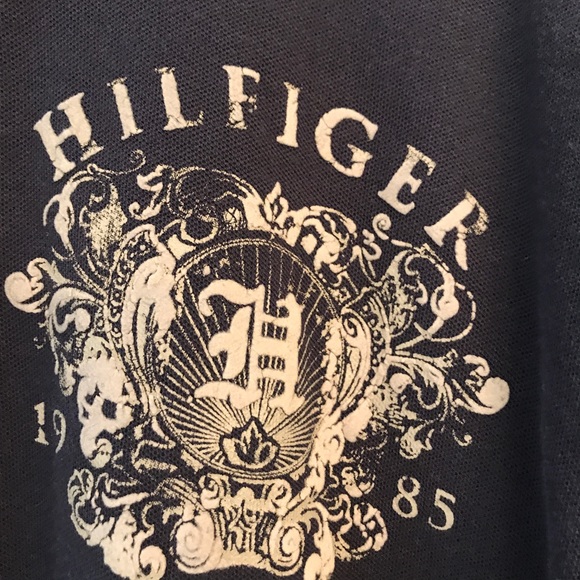 Tommy Hilfiger 2XL XXL Navy Polo with Spell Out - Picture 4 of 6